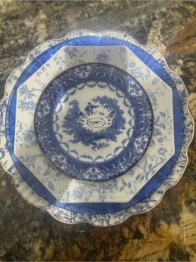 Blue and White Floral Porcelain yard art flower.